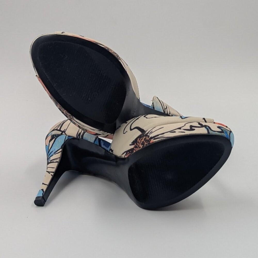Nine West Blue Coral Orange Floral Peep Toe Stilleto Pumps | Size 7M - Picture 4 of 5